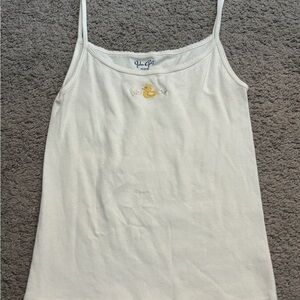 John Galt White Tank Top with Duck Embroidery
